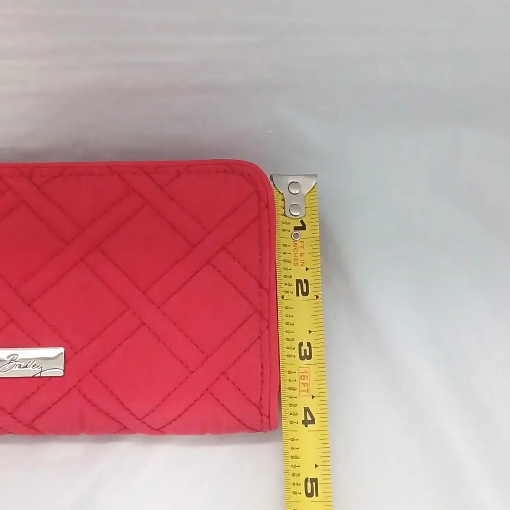 Vera Bradley Quilted Microfiber Zip Around Accordion Wallet Coral - Picture 8 of 8